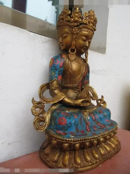 S06379 16 Tibetan Temple Copper bronze cloisonne four faced measureless buddha Statue
S06379 16 Tibetan Temple Copper bronze cloisonne four faced measureless buddha Statue