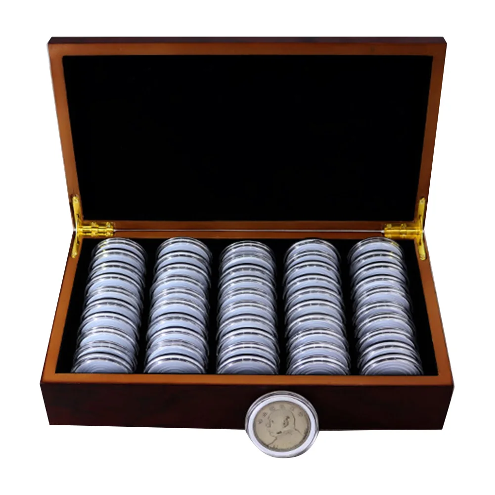 2020 50 Coin Storage Boxes Round Coin Storage Wooden Box
