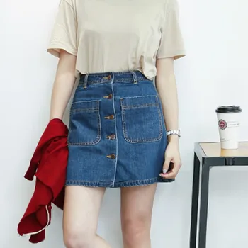 Two Pocket Denim Skirt Button High Waist Mini Skirt Summer Womens Ladies A-line Jeans Skirt
Two Pocket Denim Skirt Button High Waist Mini Skirt Summer Womens Ladies A-line Jeans Skirt