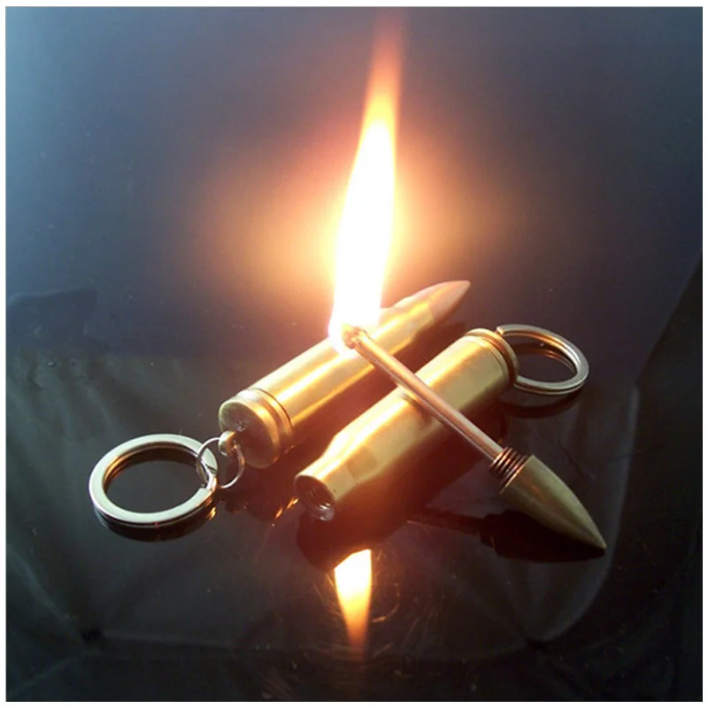 

Hot Creative Mini Bullet Butane Flame Lighter Metal Torch Lighter Novelty Gadget Military Addictive Gift Key Accessories NO GAS