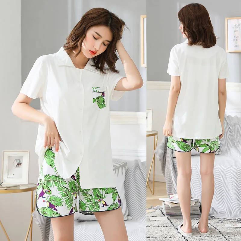 casual fashion oversize women summer sleepwear 2pcs short sleeve pajamas sets cotton homewear female plus size nightwear suit
casual fashion oversize women summer sleepwear 2pcs short sleeve pajamas sets cotton homewear female plus size nightwear suit