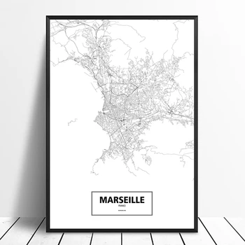 Marseille, France Black White Custom World City Map Poster Canvas Print Nordic Style Wall Art Home Decor
Marseille, France Black White Custom World City Map Poster Canvas Print Nordic Style Wall Art Home Decor
