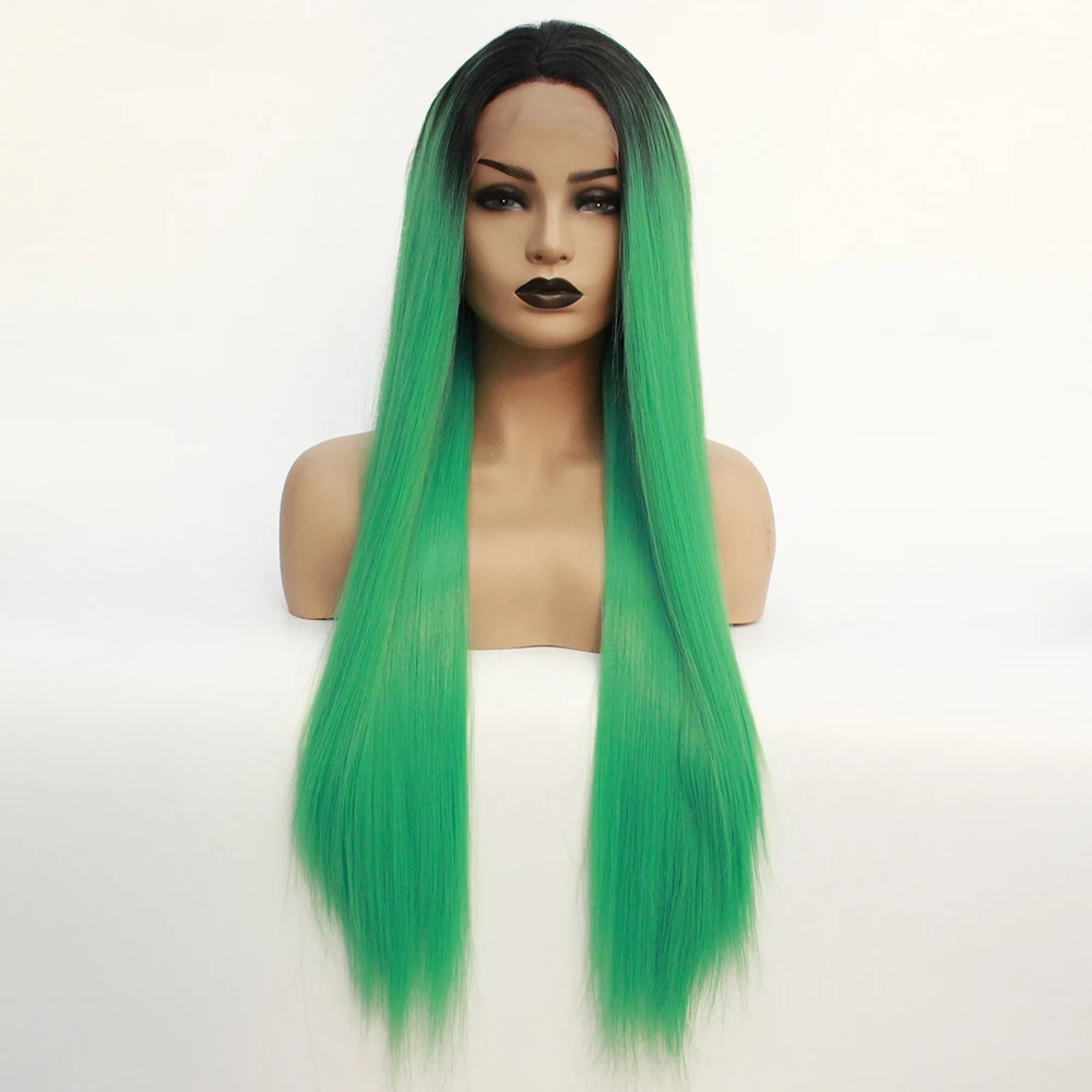 Long Straight Black Roots Ombre Green Middle Part Synthetic Lace Front Wig Glueless Cosplay Natural Wig for Black Women
Long Straight Black Roots Ombre Green Middle Part Synthetic Lace Front Wig Glueless Cosplay Natural Wig for Black Women