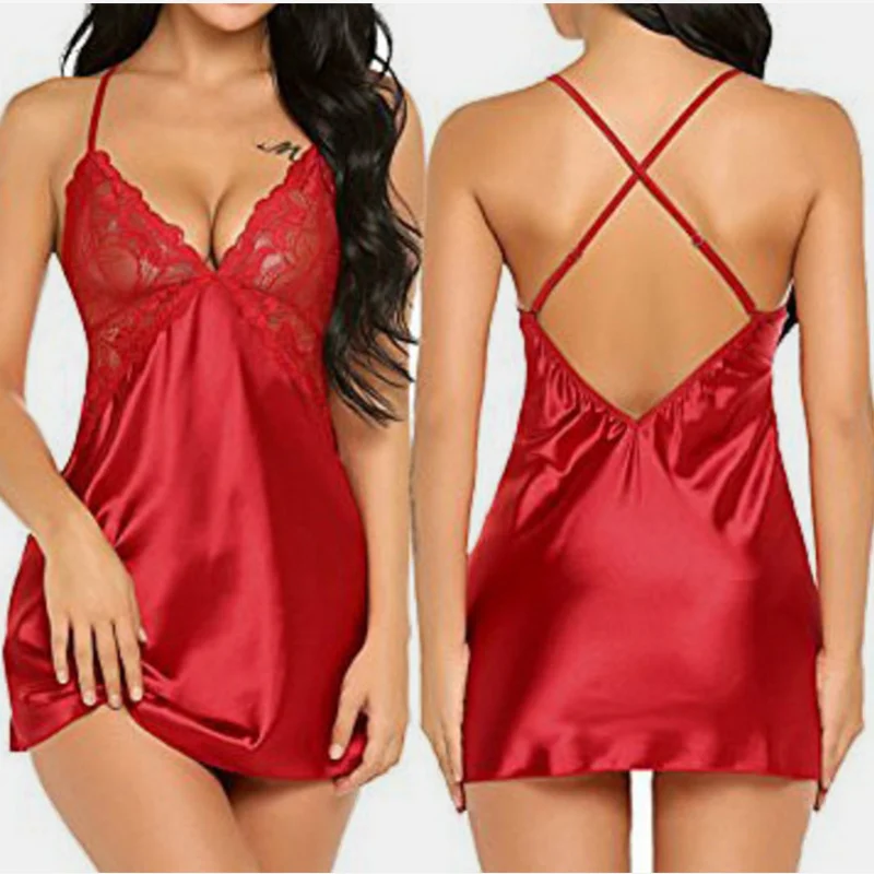 Sexy Satin Lace Crochet Women's Bathrobe Criss-cross Backless Sleeveless Mini Night Dress Woman 2019 Summer Fashion Home Clothes
Sexy Satin Lace Crochet Women's Bathrobe Criss-cross Backless Sleeveless Mini Night Dress Woman 2019 Summer Fashion Home Clothes