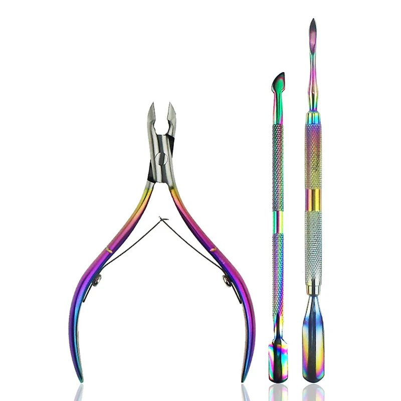 3Pcs/set rainbow Stainless Steel Nail Cuticle Pusher Spoon Remover Cutter Nipper Clipper Nail Scissors Nail Tools For Manicure
3Pcs/set rainbow Stainless Steel Nail Cuticle Pusher Spoon Remover Cutter Nipper Clipper Nail Scissors Nail Tools For Manicure