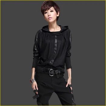 Hot Sale 2017 Women Spring Autumn Fashion Patchwork Bat Sleeve Hooded Black T Shirt Female Casual Top Street Plus Size T Shirt
Hot Sale 2017 Women Spring Autumn Fashion Patchwork Bat Sleeve Hooded Black T Shirt Female Casual Top Street Plus Size T Shirt