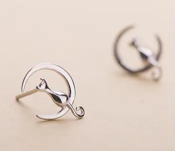 ANENJERY Simple Silver Color Animal Earrings Cut Litter Cat Moon Stud Earrings Gift S-E123
ANENJERY Simple Silver Color Animal Earrings Cut Litter Cat Moon Stud Earrings Gift S-E123
