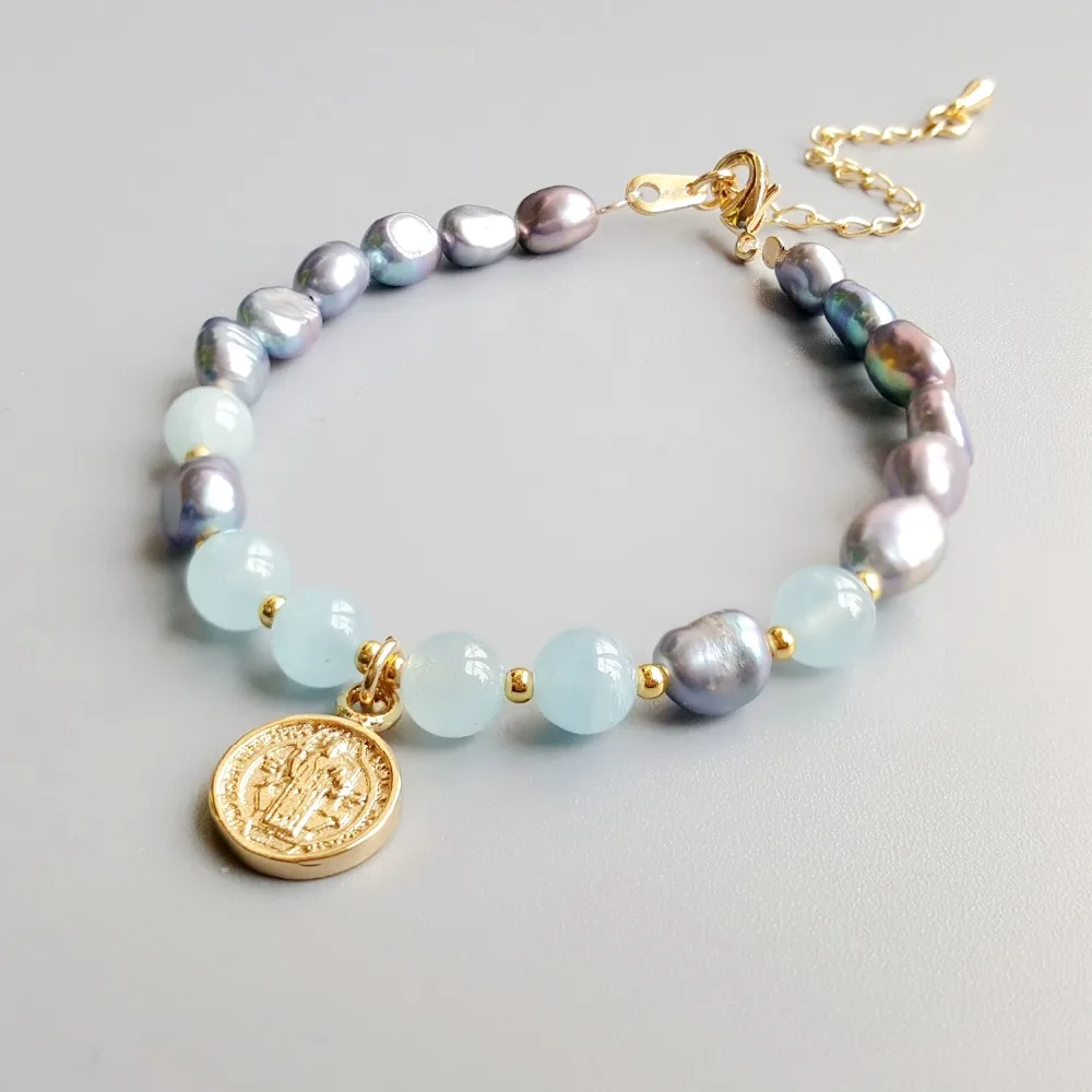 Lii Ji Real Aquamarine Nice Luster Freshwater Pearl Natural Stone Bracelet Delicate Jewelry For Child or Women
Lii Ji Real Aquamarine Nice Luster Freshwater Pearl Natural Stone Bracelet Delicate Jewelry For Child or Women