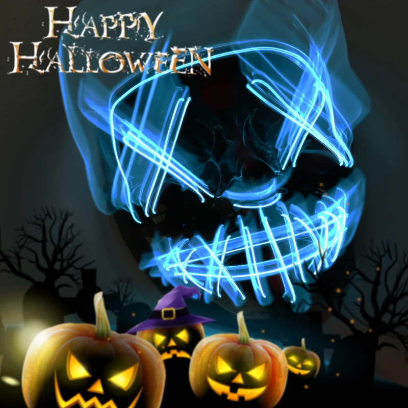 Halloween Party Mask Makeup Mascara Prom Mask Neon Lights Shining in Dark Horror Glowing Mask
Halloween Party Mask Makeup Mascara Prom Mask Neon Lights Shining in Dark Horror Glowing Mask