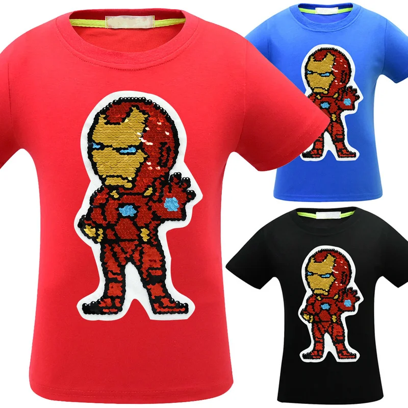 Boys Avengers 4 Iron Man Discoloration Deformed Sequins Short Sleeve Round Neck Girls T-Shirt Flash for Kids Christmas Top Tees
Boys Avengers 4 Iron Man Discoloration Deformed Sequins Short Sleeve Round Neck Girls T-Shirt Flash for Kids Christmas Top Tees