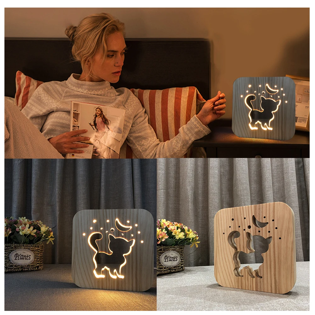 3D Kitten Wood Table Lamp LED USB Charging Table Nightlight for Home Bedroom QJS Shop
3D Kitten Wood Table Lamp LED USB Charging Table Nightlight for Home Bedroom QJS Shop