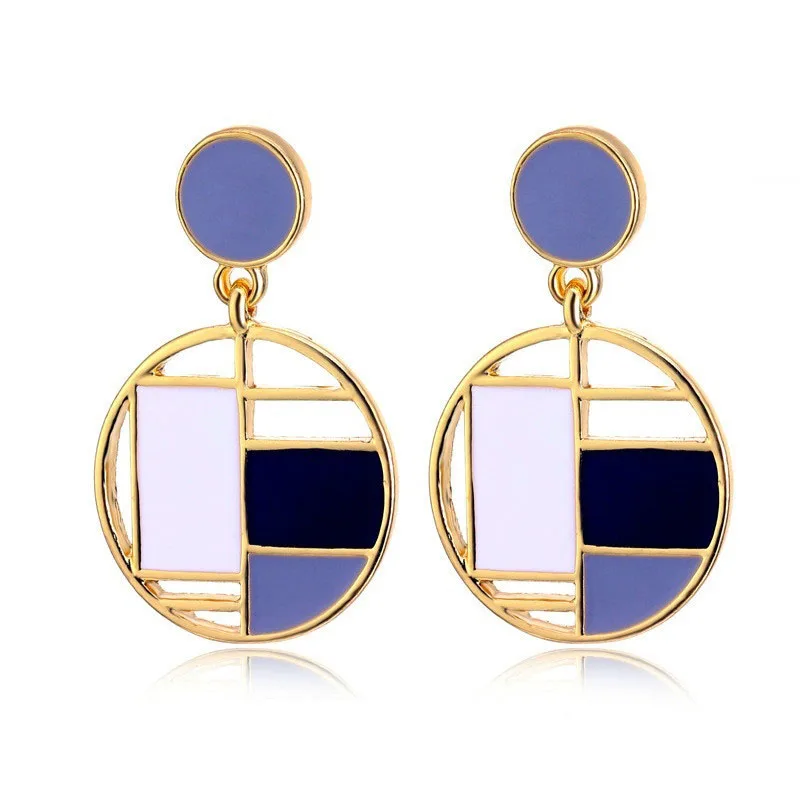 Fashion Geometric Round Blue&White Drip Oil Earrings Gold Color Circle Pendant Drop Earrings for Women Jewelry Gifts Z5E760
Fashion Geometric Round Blue&White Drip Oil Earrings Gold Color Circle Pendant Drop Earrings for Women Jewelry Gifts Z5E760