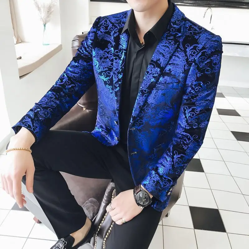 2 Button Blue Velvet Blazer Men Luxury Paisley Flower Pattern Fancy Blazer Men 2018 Terno Masculino Plus Size 5xl Suit Jacket
2 Button Blue Velvet Blazer Men Luxury Paisley Flower Pattern Fancy Blazer Men 2018 Terno Masculino Plus Size 5xl Suit Jacket