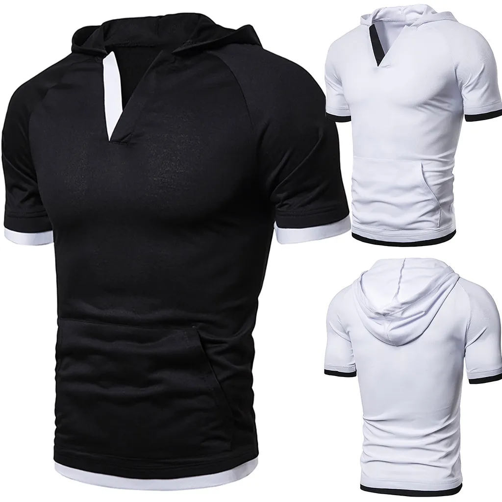 Summer T shirt men harajukuMen's Casual Solid Hooded Short Sleeve Sports T-shirt V-neckTops Blouse camisetas hombre dropship
Summer T shirt men harajukuMen's Casual Solid Hooded Short Sleeve Sports T-shirt V-neckTops Blouse camisetas hombre dropship