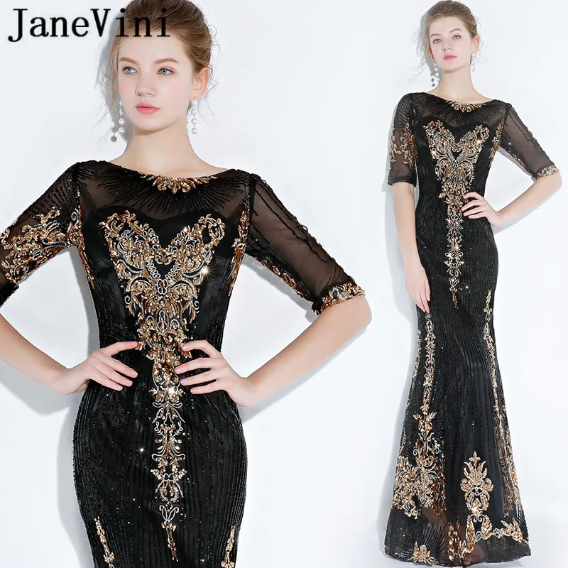 JaneVini Black Mermaid Mother Of The Bride Dresses With Gold Sequins Long Luxury Evening Dress For Wedding Party Gala Jurken
JaneVini Black Mermaid Mother Of The Bride Dresses With Gold Sequins Long Luxury Evening Dress For Wedding Party Gala Jurken