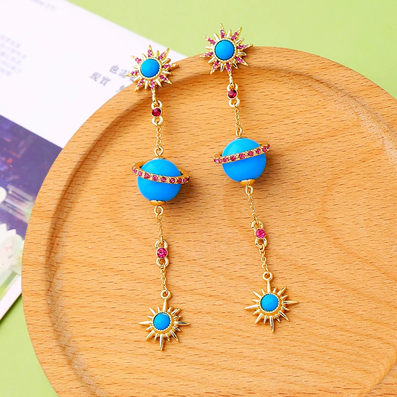 Bohemia Ethnic Blue Beads Sun Star Snowflake Dangle Earring For Women Long Charm Earring Fashion Jewelry Accessories In Box
Bohemia Ethnic Blue Beads Sun Star Snowflake Dangle Earring For Women Long Charm Earring Fashion Jewelry Accessories In Box