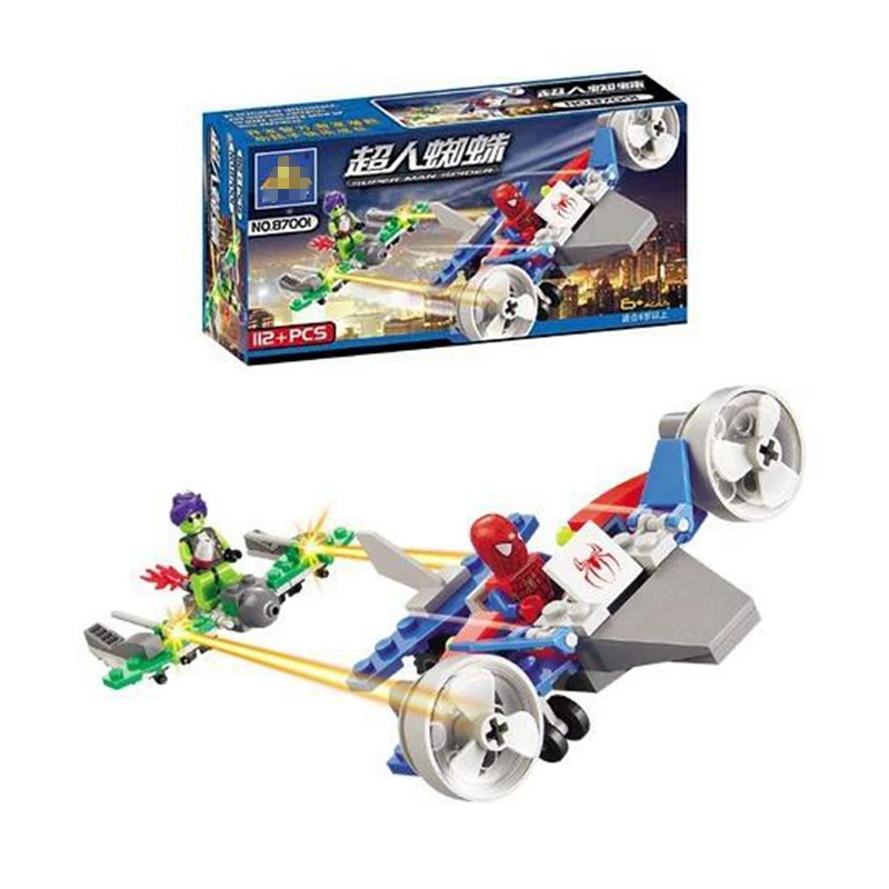 112 pieces / set of DIY super hero spider man helicopter building blocks set model education combination brick children's toys
112 pieces / set of DIY super hero spider man helicopter building blocks set model education combination brick children's toys