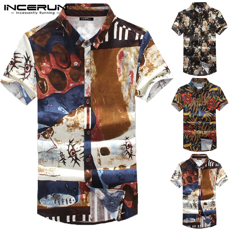 INCERUN Fashion Men Shirt Cotton Floral Print Short Sleeve Camisa Slim Fit Tops Streetwear Casual Hawaiian Brand Shirts Men 2019
INCERUN Fashion Men Shirt Cotton Floral Print Short Sleeve Camisa Slim Fit Tops Streetwear Casual Hawaiian Brand Shirts Men 2019