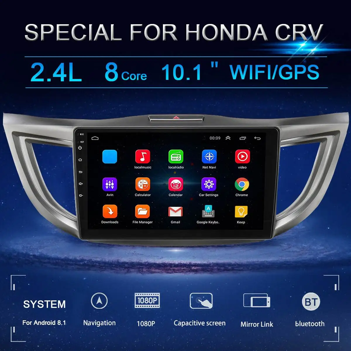 8 Core 10.1" IPS Android 8.1 WIFI Car Radio Multimedia Audio Player Navigation GPS Stereo AUX For Honda CRV 2012 2013 2014 2015
8 Core 10.1" IPS Android 8.1 WIFI Car Radio Multimedia Audio Player Navigation GPS Stereo AUX For Honda CRV 2012 2013 2014 2015