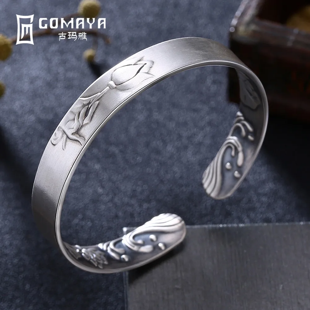 GOMAYA 999 Sterling Silver Rose Flower Bangles for Women Fine Jewelry Engagement Bracelets Popular Birthday Gift Lady
GOMAYA 999 Sterling Silver Rose Flower Bangles for Women Fine Jewelry Engagement Bracelets Popular Birthday Gift Lady