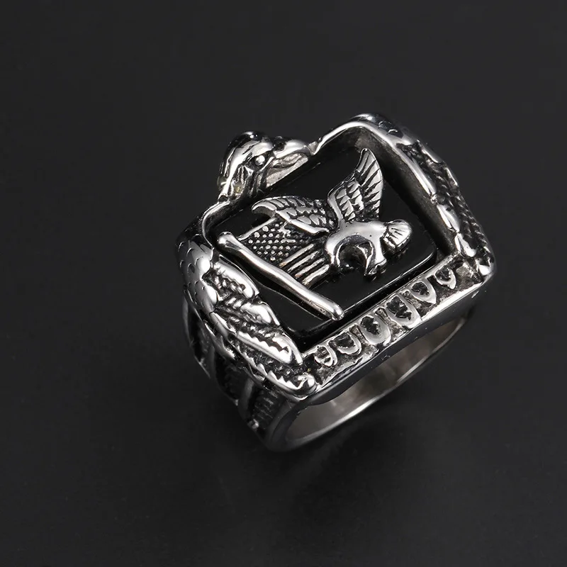 Фото Мужское байкерское однотонное кольцо из нержавеющей стали с - купить