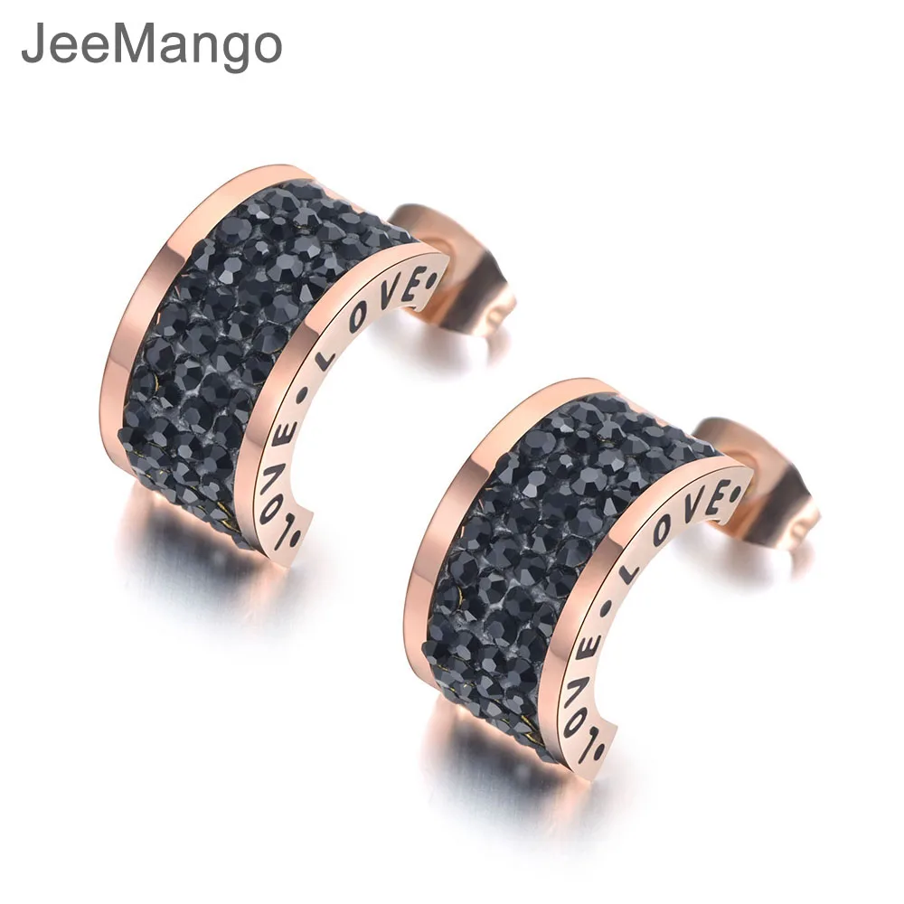 JeeMango Stainless Steel Semicircle Black Rhinestone Love Wedding Earrings For Women Rose Gold Engagement Earrings JE19047
JeeMango Stainless Steel Semicircle Black Rhinestone Love Wedding Earrings For Women Rose Gold Engagement Earrings JE19047