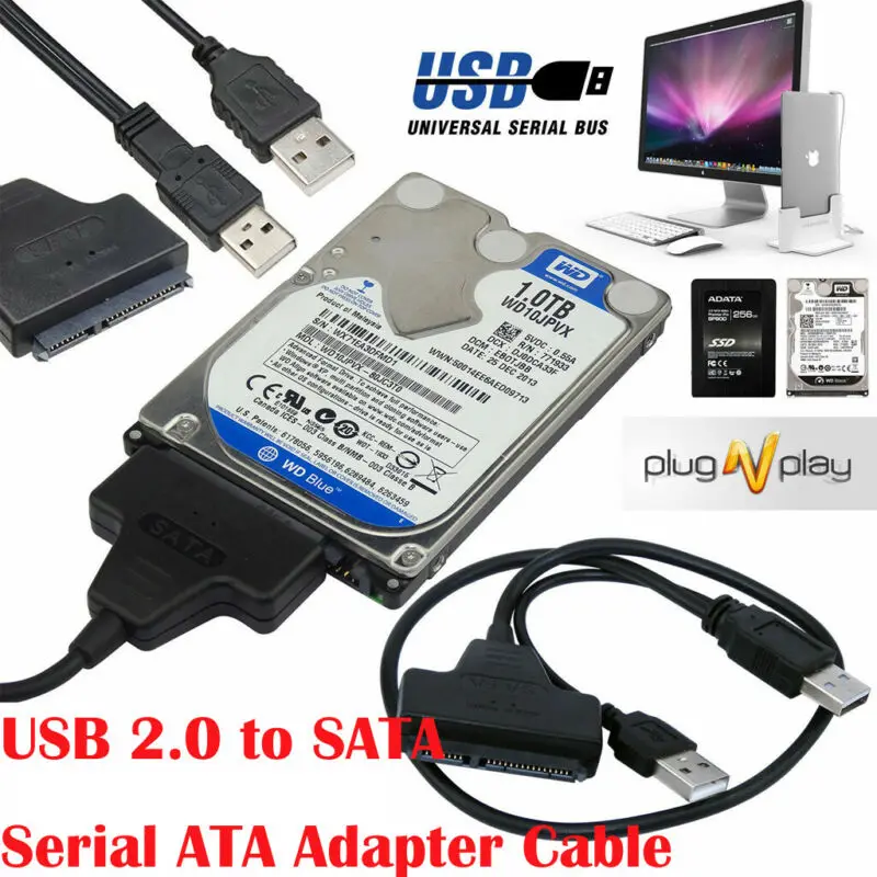 USB To SATA 2.5" External Hard Disk Adapter Drive HDD SSD Lead Cable Converter
USB To SATA 2.5" External Hard Disk Adapter Drive HDD SSD Lead Cable Converter