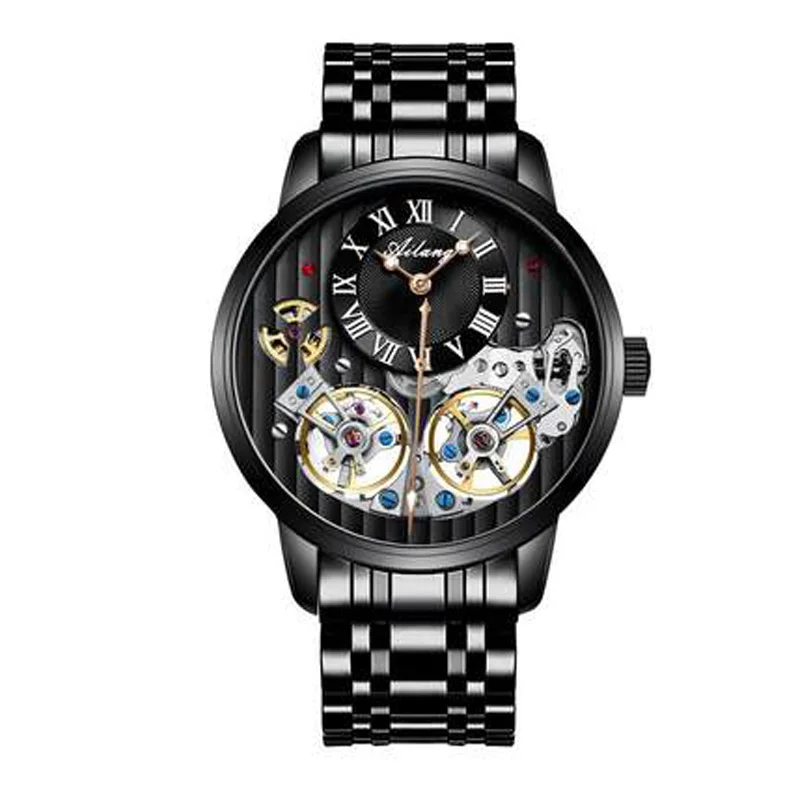 Часы AILANG Double Tourbillon оригинальные мужские автоматические часы Модные механические