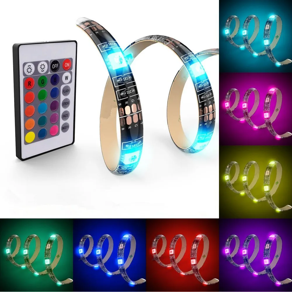 5V RGB LED 5050 Strip Lights TV Backlight Strip Light 60LEDs USB Waterproof Computer Monitor Lighting with 24Key Remote Control
5V RGB LED 5050 Strip Lights TV Backlight Strip Light 60LEDs USB Waterproof Computer Monitor Lighting with 24Key Remote Control