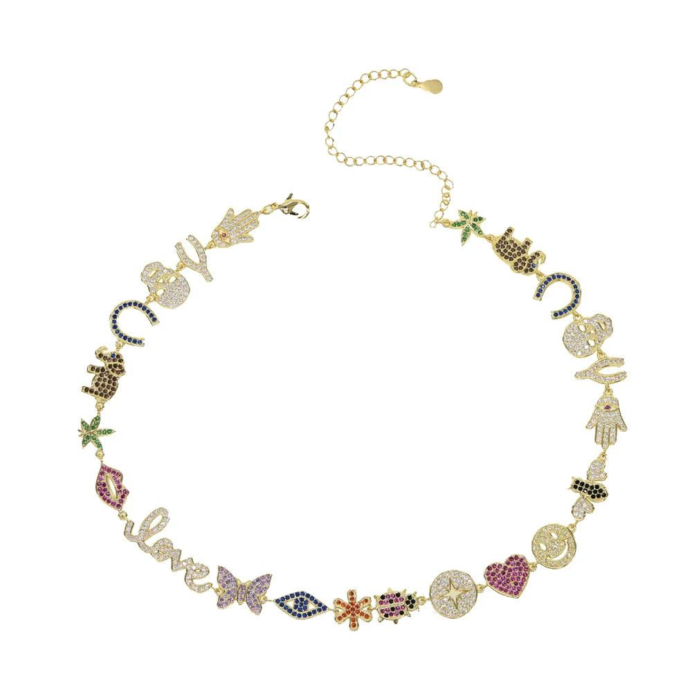 2019 rainbow cz paved multi charm choker necklace for women lady wedding short choker heart smile eye kiss pendant jewelry gift
2019 rainbow cz paved multi charm choker necklace for women lady wedding short choker heart smile eye kiss pendant jewelry gift