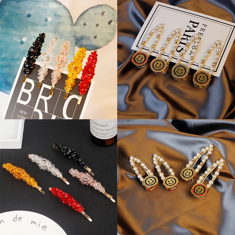 NEW 1Pcs Floral Crystal Hairpins/Smile Duckbill Clip Hair Clips/Elastic Headwear Fitting Hair Pins For Hair Accessories Findings
NEW 1Pcs Floral Crystal Hairpins/Smile Duckbill Clip Hair Clips/Elastic Headwear Fitting Hair Pins For Hair Accessories Findings