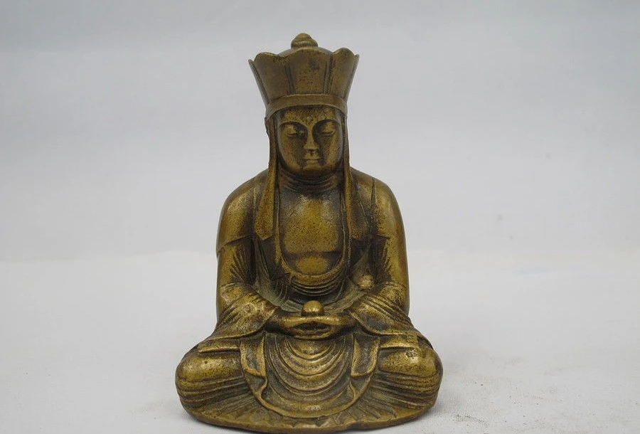 

China Folk Collect Bronze Buddhism Jizo Ksitigarbha Bodhisattva Buddha Statue a5.19