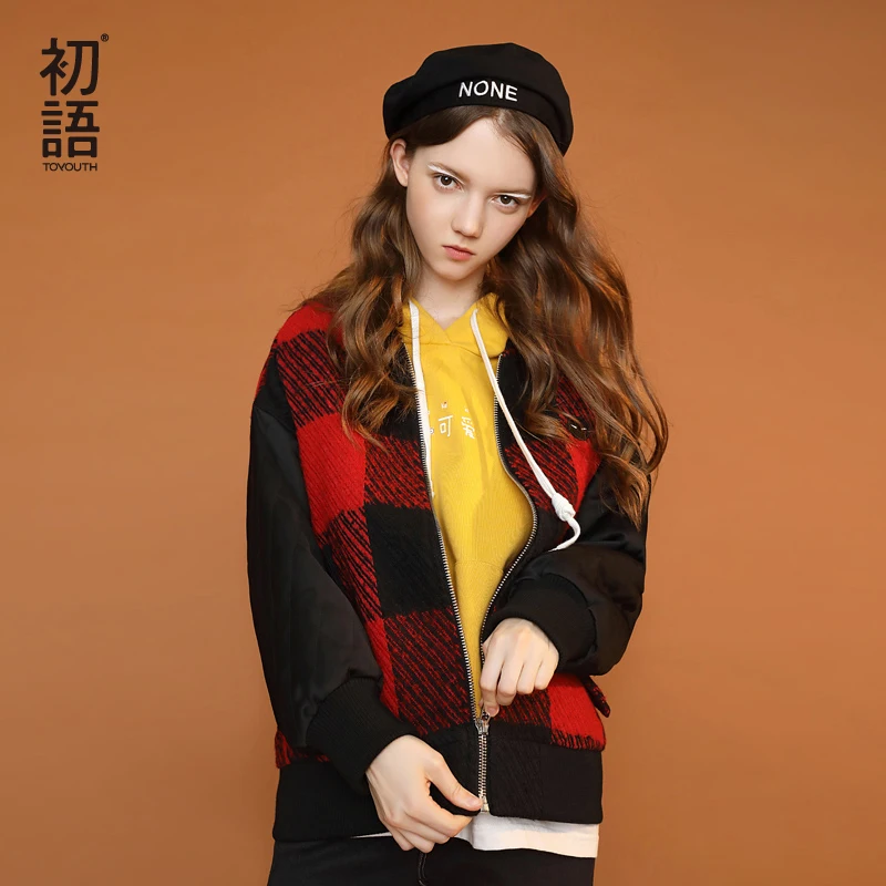 Toyouth Patchwork Women Woolen Coats Back Letter Printed Loose Short Coat For Women Baseball Jacket With Embroidery
Toyouth Patchwork Women Woolen Coats Back Letter Printed Loose Short Coat For Women Baseball Jacket With Embroidery