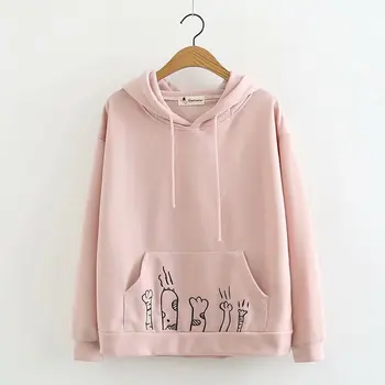 Japan Style Spring Autumn Cute Hoodies Women Fashion Cat Claw Embroidery Hooded Ear Sweatshirt Student Sweet All Match Loose Top
Japan Style Spring Autumn Cute Hoodies Women Fashion Cat Claw Embroidery Hooded Ear Sweatshirt Student Sweet All Match Loose Top
