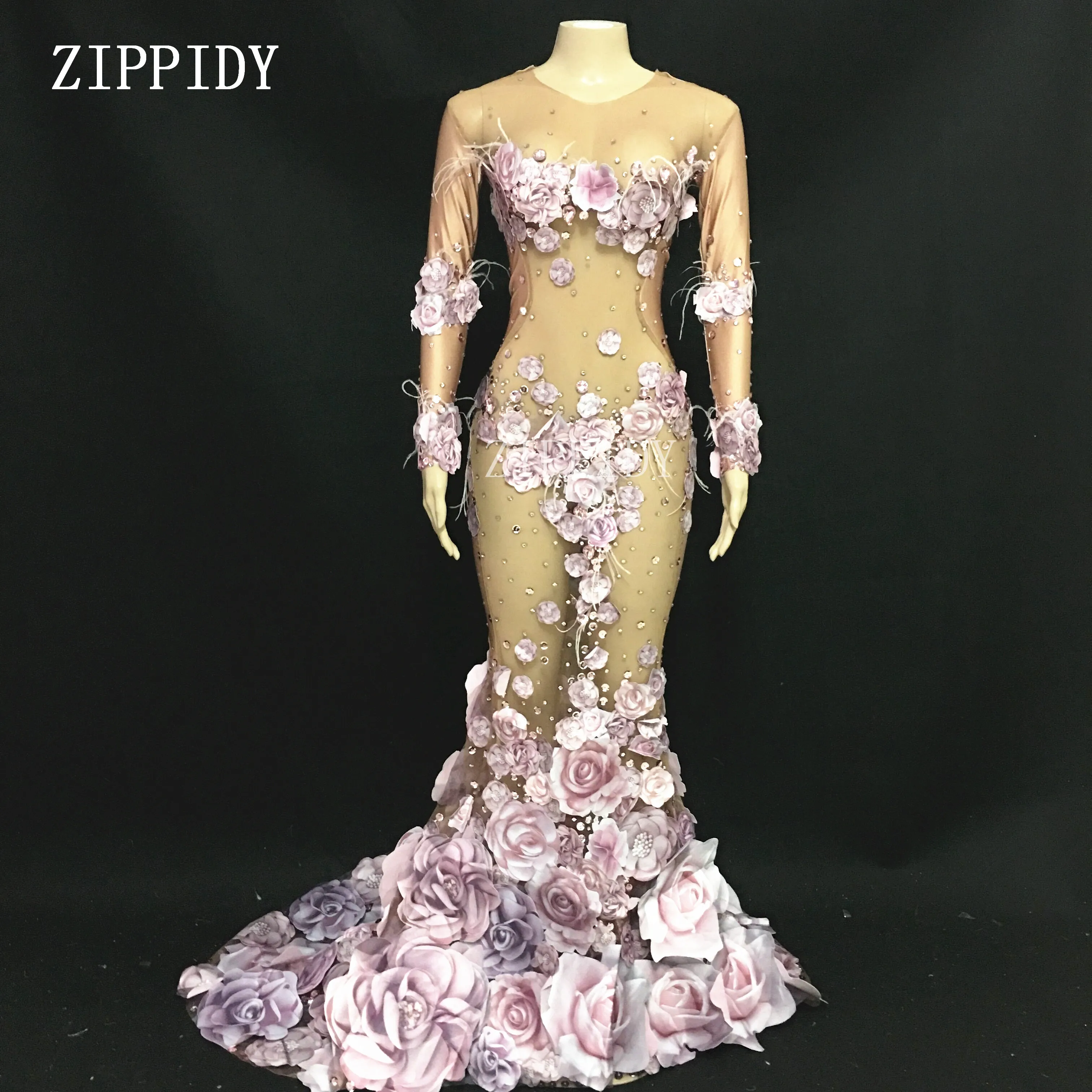 Sexy Design 3D Flowers Net See Though Mesh Dress Flower Pattern Big Stretch Birthday Celebrate Dress Singer Performance Costume
Sexy Design 3D Flowers Net See Though Mesh Dress Flower Pattern Big Stretch Birthday Celebrate Dress Singer Performance Costume