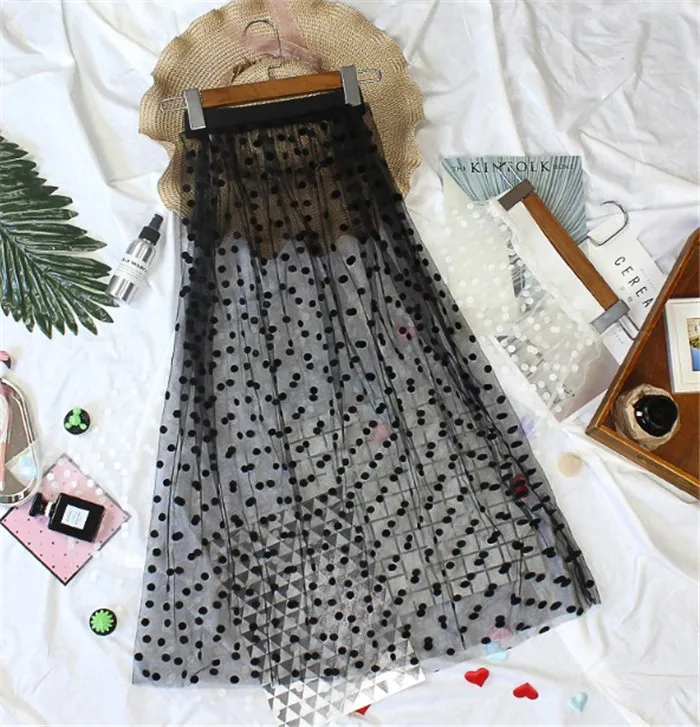 Women Spring Summer Dot Print Mesh Long Skirt Casual Sexy High Waist One Layer Lace Hollow Out A Line Bodycon Skirts 120
Women Spring Summer Dot Print Mesh Long Skirt Casual Sexy High Waist One Layer Lace Hollow Out A Line Bodycon Skirts 120