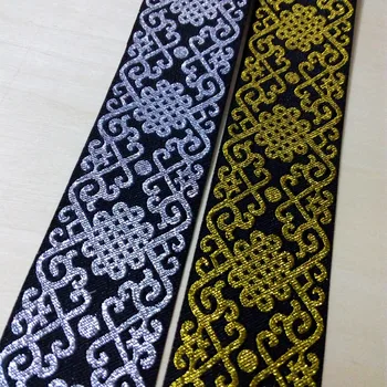 50mm 5cm 2'' Silver Golden Double Faced Chinese Knot Costume Laciness Filigree Woven Embroidery National Jacquard Ribbon Webbing
50mm 5cm 2'' Silver Golden Double Faced Chinese Knot Costume Laciness Filigree Woven Embroidery National Jacquard Ribbon Webbing