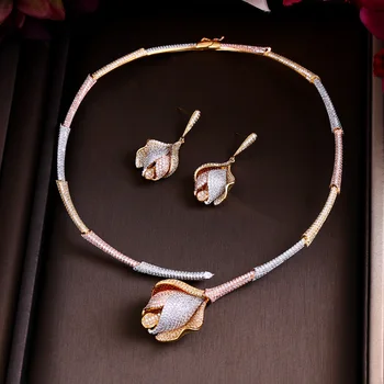 Luxury 3 tone plated cubic zirconia african indian multi layer necklace earrings Nigeria Rose wedding bridal jewelry sets
Luxury 3 tone plated cubic zirconia african indian multi layer necklace earrings Nigeria Rose wedding bridal jewelry sets