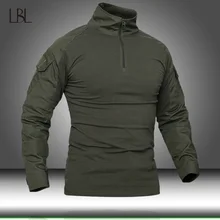 Homem de manga longa t-shirts de caça dos homens t camisa de combate verde do exército(China)