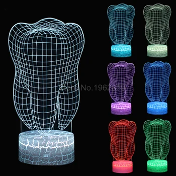 

Teeth Type 3D Led Lamp Dental Creative Gift Colorful 3D Tooth Gradient Light Dental Clinic Artwork Artware Night Dental Shows