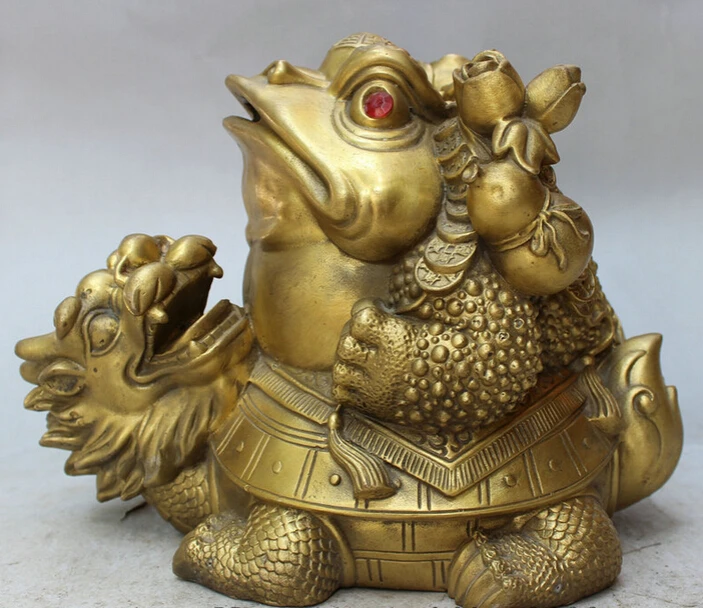 S2965 10" Chinese Brass FengShui Money Toad Hoptoad On Longevity Dragon Turtle Statue D0318
S2965 10" Chinese Brass FengShui Money Toad Hoptoad On Longevity Dragon Turtle Statue D0318