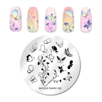 NICOLE DIARY Round Nail Stamping Plate Feather Butterfly Image Patterns Stainless Steel Nail Art Templates DIY Design
NICOLE DIARY Round Nail Stamping Plate Feather Butterfly Image Patterns Stainless Steel Nail Art Templates DIY Design