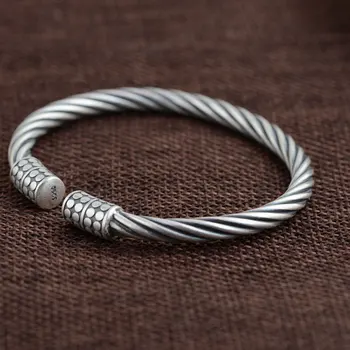 925 Silver Rope Bangle Fashion Simple Vintage Open Size 100% S925 Sterling Silver Bangles for Women Jewelry
925 Silver Rope Bangle Fashion Simple Vintage Open Size 100% S925 Sterling Silver Bangles for Women Jewelry