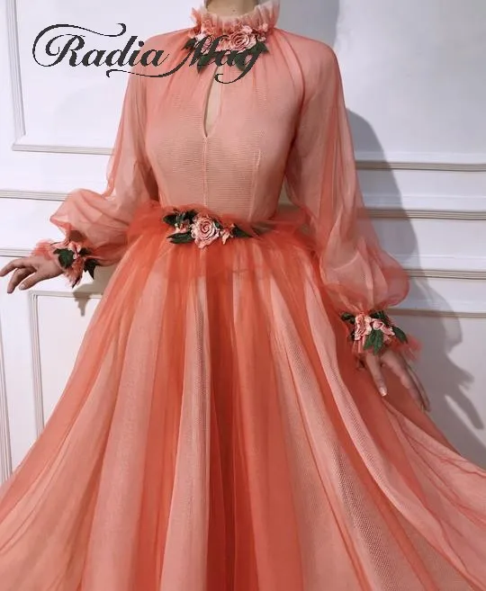 Muslim Orange Tulle 3D Floral Evening Dress Long Sleeves High Neck Dubai Kaftan Arabic Prom Dresses 2019 Elegant Party Gowns
Muslim Orange Tulle 3D Floral Evening Dress Long Sleeves High Neck Dubai Kaftan Arabic Prom Dresses 2019 Elegant Party Gowns
