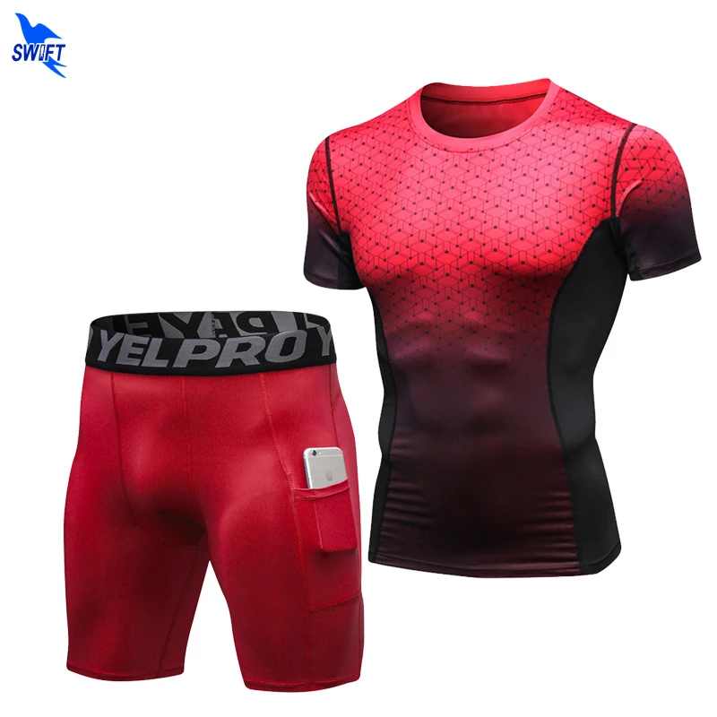Sport Suits Men's Compression Sportswear Printing T Shirts+Pocket Shorts Running Set Gym Fitness Breathable Training Tracksuits
Sport Suits Men's Compression Sportswear Printing T Shirts+Pocket Shorts Running Set Gym Fitness Breathable Training Tracksuits