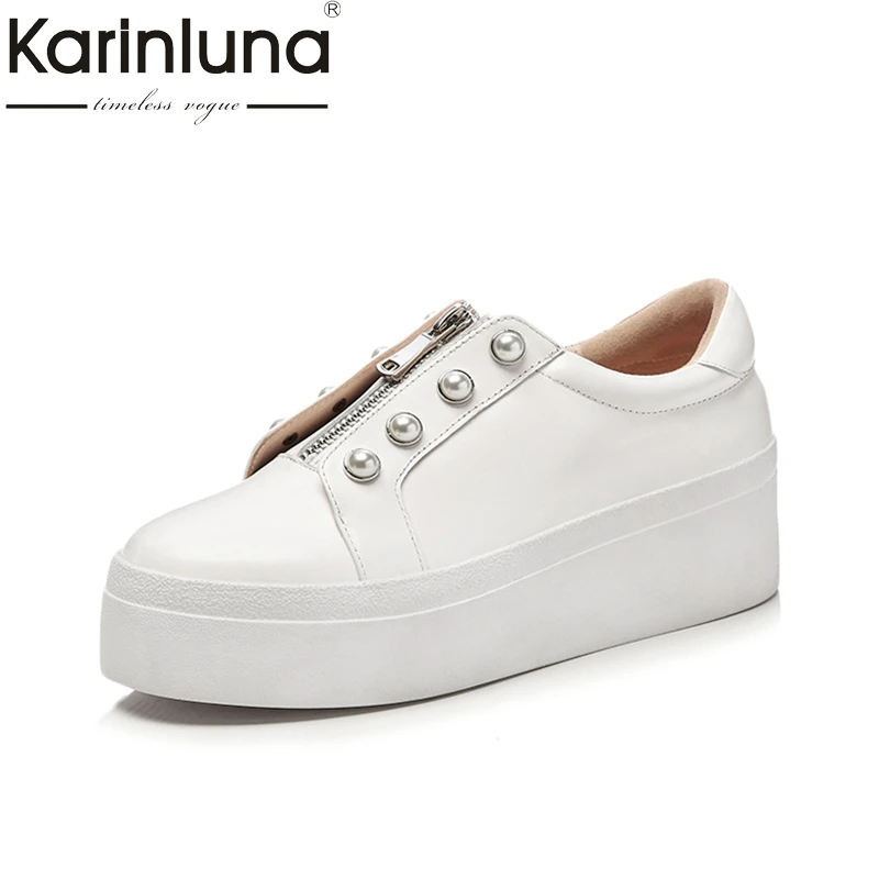 KarinLuna 2018 genuine leather platform flats zip up women shoes woman cow leather heels black red shoes size 34-39 
KarinLuna 2018 genuine leather platform flats zip up women shoes woman cow leather heels black red shoes size 34-39
