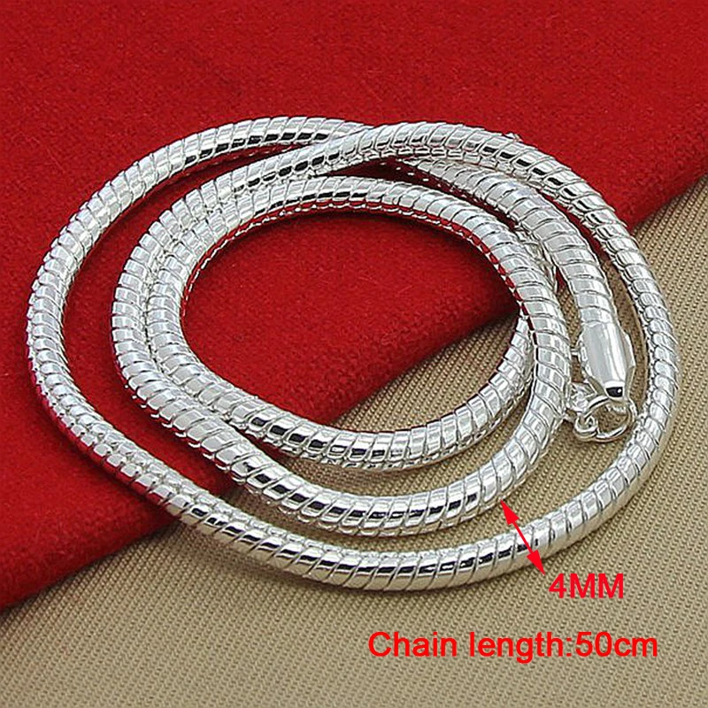 Men's 4mm 50cm Silver Snake Chain Necklaces 925 Sterling Silver Jewelry Necklace for Women
Men's 4mm 50cm Silver Snake Chain Necklaces 925 Sterling Silver Jewelry Necklace for Women