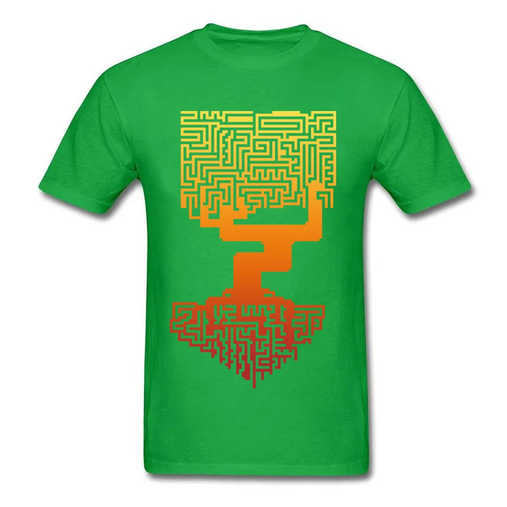 Tree Labyrinth Pure Cotton Summer Tops Shirts Fashion Short Sleeve Men Tshirts Design Summer Fall Tops Shirt Crew Neck Tree Labyrinth green
