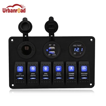 6 Gang Boat Rocker Switch Panel Waterproof Fuse 3.1A Dual USB Socket Digital Voltage 12V Cigarette Light LED Light for Car Truck 
6 Gang Boat Rocker Switch Panel Waterproof Fuse 3.1A Dual USB Socket Digital Voltage 12V Cigarette Light LED Light for Car Truck