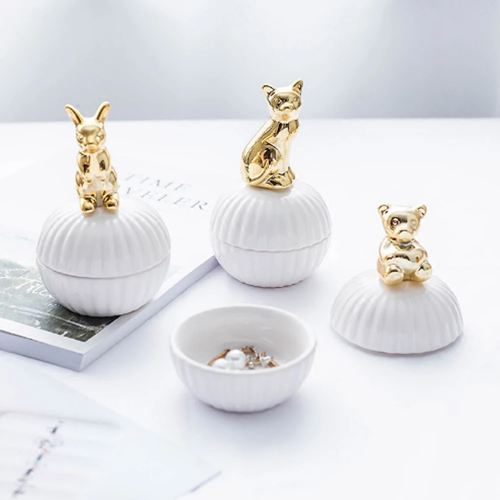 Gold 3d Cat kitty Bear Porcelain Jewelry Holder Ring Dish Ceramic Jewelry Home Decor Tray bowl jar for Wedding Christmas Birth
Gold 3d Cat kitty Bear Porcelain Jewelry Holder Ring Dish Ceramic Jewelry Home Decor Tray bowl jar for Wedding Christmas Birth